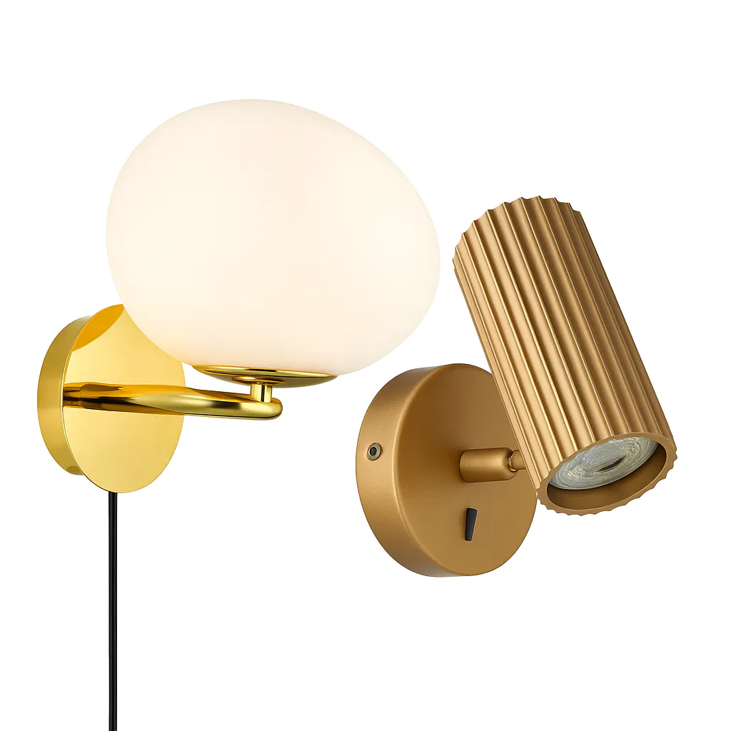Design wandlampen goud messing